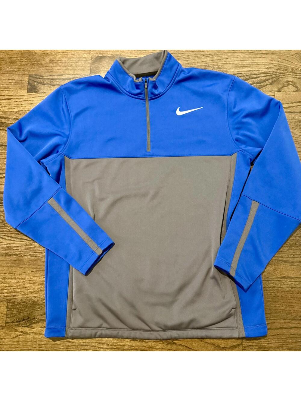 Nike Golf Men's Long Sleeve Blue & Grey Therma Fit Quarter Zip Large
